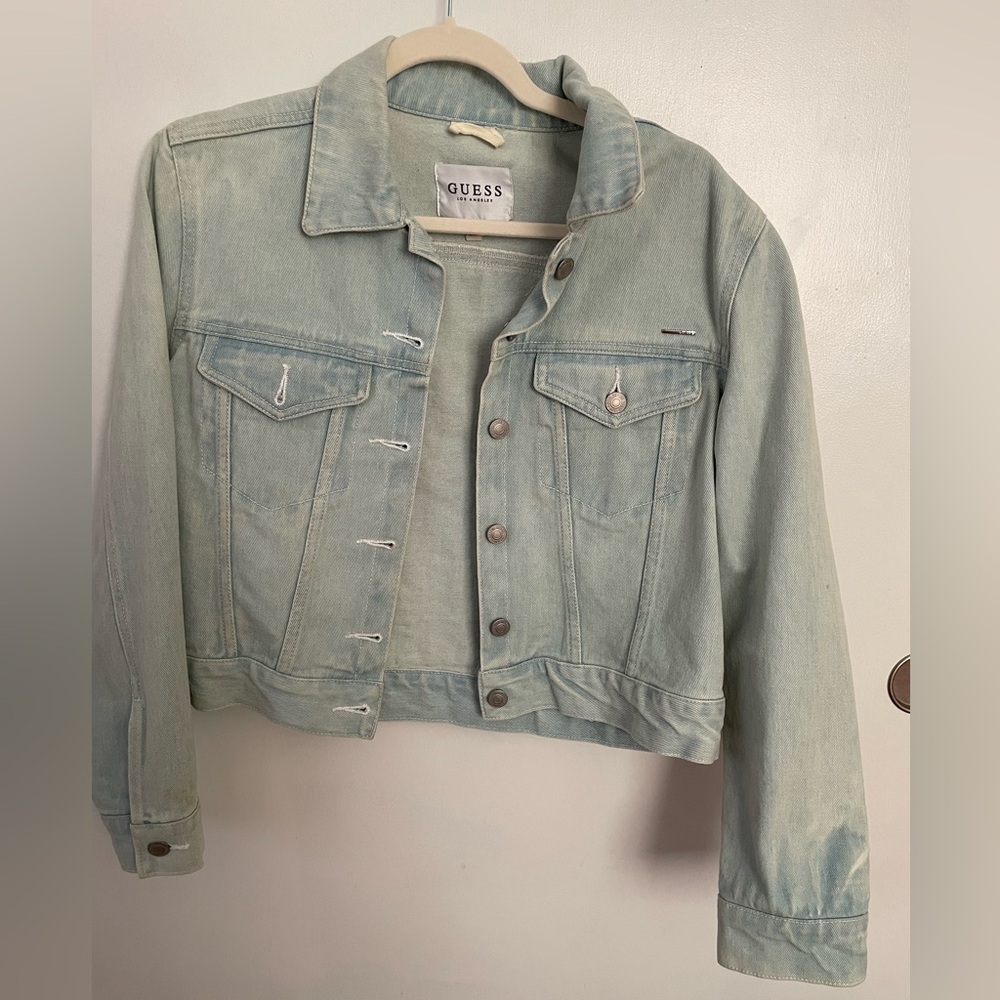 Guess  - Beverly Hills Beaded Light Blue Denim Jacket - Size S